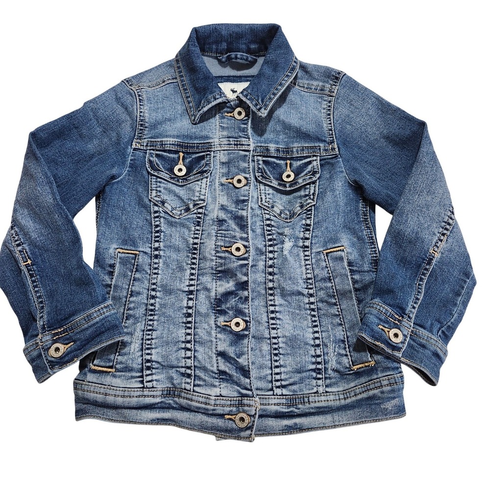Abercrombie Kids Sz5/6 Denim Jean Jacket Blue Trucker Lightly Distressed Style